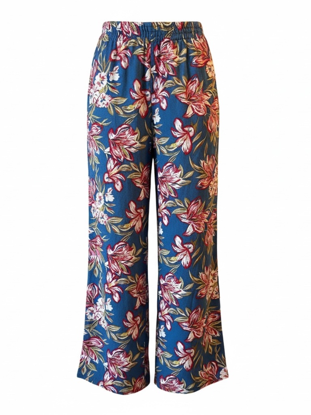 a new day Blue Floral Wide-Leg Pants XS w/pockets